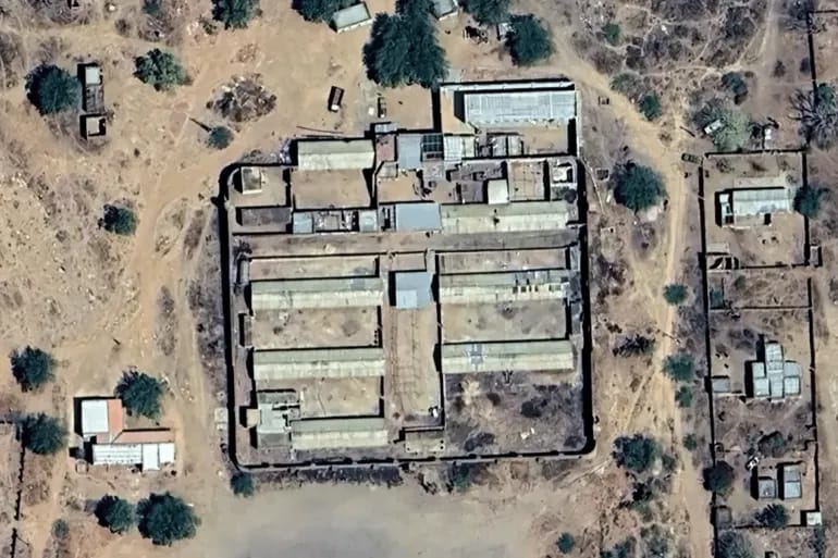 An aerial image of Dagris Prison, provided by the Justice Committee, which documented dire conditions inside the facility amid unprecedented overcrowding and serious violations.